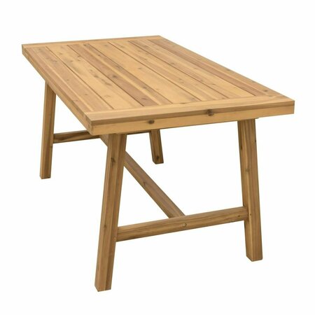 GFANCY FIXTURES 29 x 59 x 32 in. Natural Wood Dining Table with Leg Support GF3094599